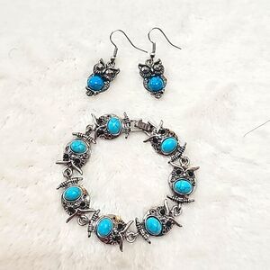 Owl Silverstone Bracelet & Earrings Set🦉